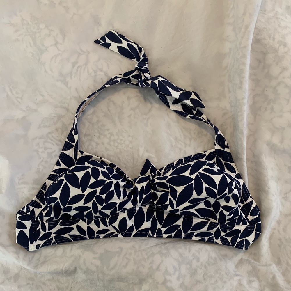 Lands’ End Blue + White Bikini Top